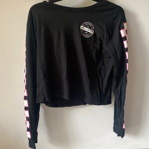 Hollister Black Cotton Long Sleeve Graphic Tee Size S